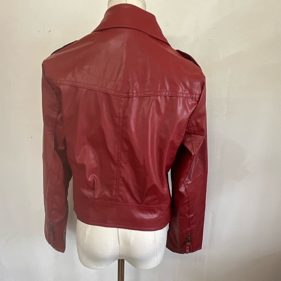 Vintage Jacket Red Faux Leather Biker Motorcycle Womens Size‎ Medium - Picture 2 of 9